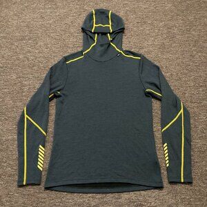 Helly Hansen Men’s Small Grey Yellow LIFA Merino Blend Base Layer Hoodie